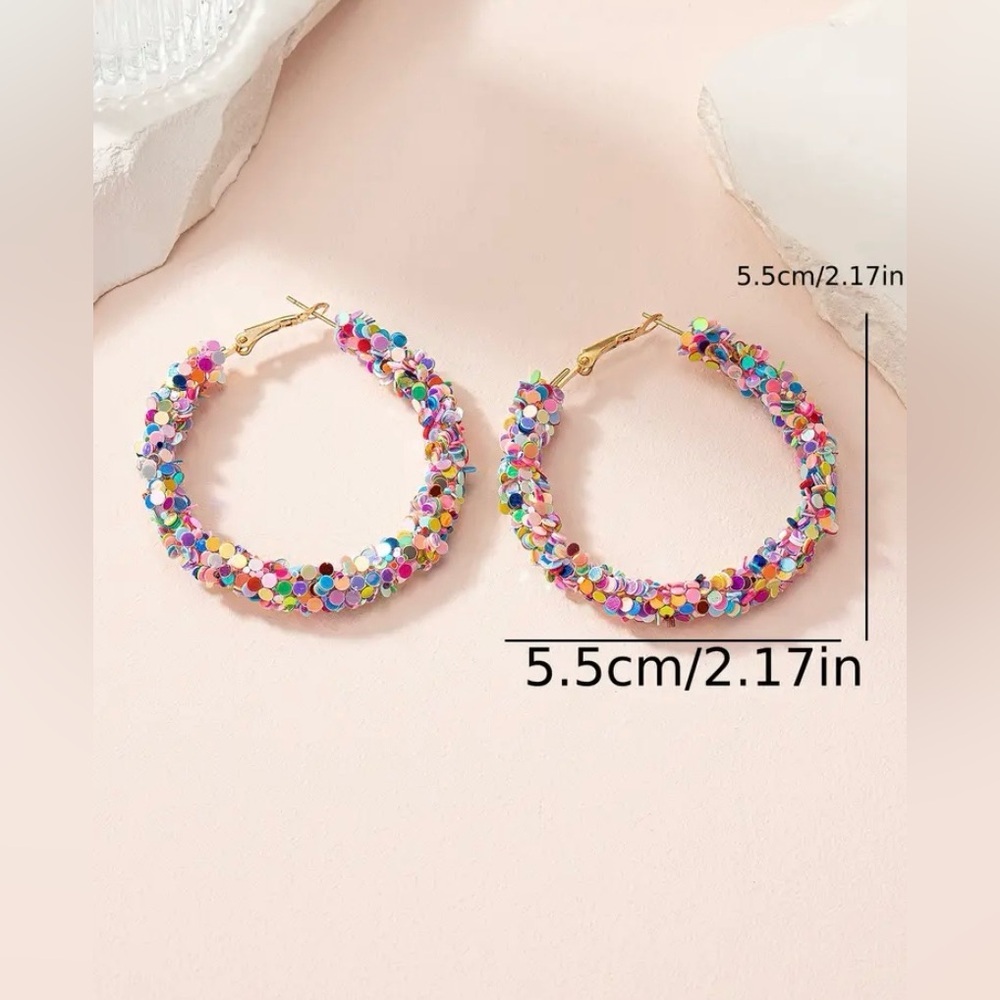 Multi Color Hoop Earrings - Picture 4 of 4